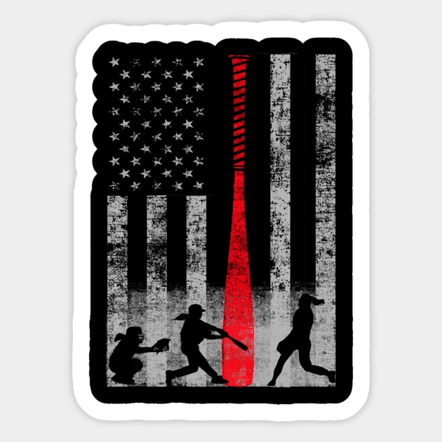 Patriotic Red Bat Softball Flag Sticker by SnugFarm